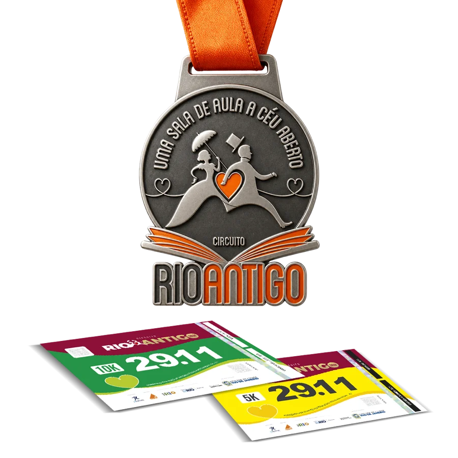Kit Econômico da Etapa Porto Maravilha: medalha e números de peito 10K e 5K